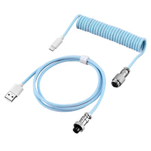 Load image into Gallery viewer, USB A to Type C for Mechanical Gaming Keyboard Double Sleeved Wire with GX16 Detachable Aviator Coiled Power Cable