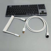 Load image into Gallery viewer, USB A to Type C for Mechanical Gaming Keyboard Double Sleeved Wire with GX16 Detachable Aviator Coiled Power Cable