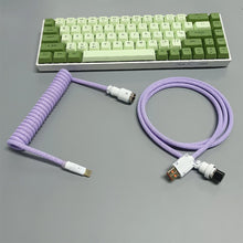 Load image into Gallery viewer, USB A to Type C for Mechanical Gaming Keyboard Double Sleeved Wire with GX16 Detachable Aviator Coiled Power Cable