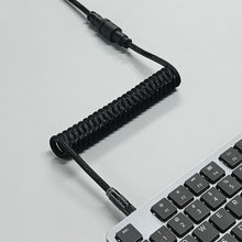Load image into Gallery viewer, USB A to Type C for Mechanical Gaming Keyboard Double Sleeved Wire with GX16 Detachable Aviator Coiled Power Cable