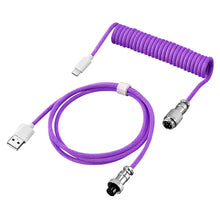 Load image into Gallery viewer, USB A to Type C for Mechanical Gaming Keyboard Double Sleeved Wire with GX16 Detachable Aviator Coiled Power Cable