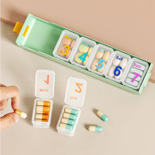 Load image into Gallery viewer, 7-grid Sealed Pill Box Portable Moistureproof Dustproof Medicine Box Large Capacity Daily Medication Jewelry Storage Box