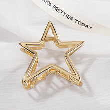 Load image into Gallery viewer, Hollow Five-pointed Star Alloy Hairpin Hair Claw Clip Exquisite Simple Headwear Hair Clip Hair Accessory for Women