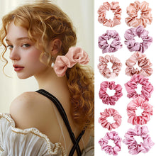 Load image into Gallery viewer, 12pcs/set Imitation Silk Hair Tie Simple Solid Color Hair Band Highly Elastic Rubber Band Hair Rope Headwear for Women