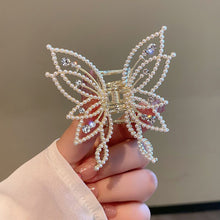 Load image into Gallery viewer, Sweet Pearl Rhinestone Butterfly Hairpin Hair Claw Clip Temperamental Alloy Headwear Hair Clip Hair Accessory for Women