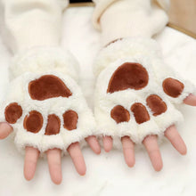 Load image into Gallery viewer, Cute Plush Cat Paw Gloves Thickened Fleece Warm Winterproof Half-finger Gloves Comfortable Soft Fabric Gloves for Adults Children