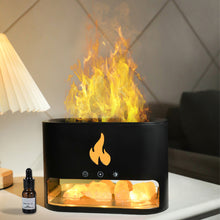 Load image into Gallery viewer, Himalayan Crystal Salt Stone Aroma Air Humidifiers 3D Flame Fire Colorful Night Light Aromatherapy Essential Oil Diffuser