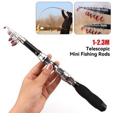 Load image into Gallery viewer, 1m-2.3m Telescopic Portable Mini Fishing Rods Super Hard Carbon Steel Rivers Lakes Fishing Rod Sea Fishing Pole Accessories