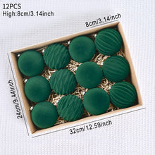 Load image into Gallery viewer, 12PCS 8cm Christmas Ball Ornaments Xmas Tree Hanging Pendants Home Party Decor 2025 New Year Noel Navidad