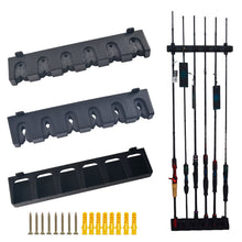Load image into Gallery viewer, 2Pcs 6-Rod Rack Fishing Rod Holders Vertical Horizontal Pole Holder Wall Mount Modular Fishing Pole For Wall