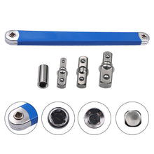 Load image into Gallery viewer, Multifunctional Car Offset Extension Wrench with 4 Adapters Dual-purpose Impact Socket Ratchet Wrench Spanner Automotive Hand Tool