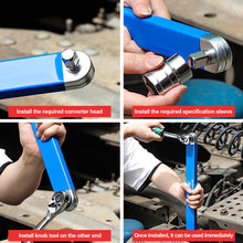 Load image into Gallery viewer, Multifunctional Car Offset Extension Wrench with 4 Adapters Dual-purpose Impact Socket Ratchet Wrench Spanner Automotive Hand Tool