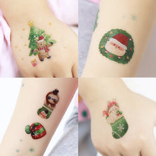 Load image into Gallery viewer, Christmas Children's Tattoo Stickers with Glitter Cartoon for Boys and Girls Environmentally Friendly Safe Cute Tattoo Stickers