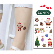 Load image into Gallery viewer, Christmas Children's Tattoo Stickers with Glitter Cartoon for Boys and Girls Environmentally Friendly Safe Cute Tattoo Stickers
