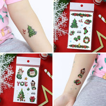 Load image into Gallery viewer, Christmas Children's Tattoo Stickers with Glitter Cartoon for Boys and Girls Environmentally Friendly Safe Cute Tattoo Stickers