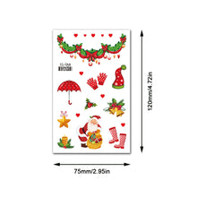 Load image into Gallery viewer, Christmas Children's Tattoo Stickers with Glitter Cartoon for Boys and Girls Environmentally Friendly Safe Cute Tattoo Stickers