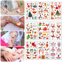 Load image into Gallery viewer, 10pcs/set Christmas Tattoo Stickers Children's Cartoon Festival Party Environmentally Friendly Waterproof Reindeer Face Tattoo Stickers