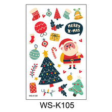 Load image into Gallery viewer, 10pcs/set Christmas Tattoo Stickers Children's Cartoon Festival Party Environmentally Friendly Waterproof Reindeer Face Tattoo Stickers
