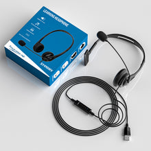 Load image into Gallery viewer, Call Center Headphone USB Wired Business Headset With 3.5mm Mic Volume Control Mute Cancelling Telephone Operator