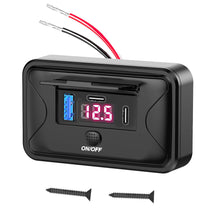 Load image into Gallery viewer, Car RV Quick Charge 3.0 PD USB 3-Ports Charger Socket Adapter 12V/24V USB Power Outlet with Swith Voltage Display for Marine Bus