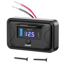 Load image into Gallery viewer, Car RV Quick Charge 3.0 PD USB 3-Ports Charger Socket Adapter 12V/24V USB Power Outlet with Swith Voltage Display for Marine Bus
