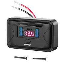 Load image into Gallery viewer, Car RV Quick Charge 3.0 PD USB 3-Ports Charger Socket Adapter 12V/24V USB Power Outlet with Swith Voltage Display for Marine Bus