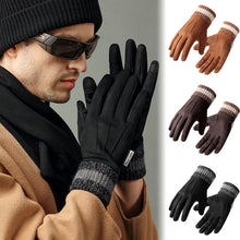 Load image into Gallery viewer, 1 Pair Autumn Winter Suede Warm Gloves For Man Outdoor Windproof Cold-Proof Flip Finger Touch Screen Riding Gloves