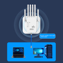 Load image into Gallery viewer, 300Mbps/1200Mbps 2.4G 5.8G WiFi Repeater Dual-Band Repetidor of Signal Booster WIFI Amplificador Range Repeater Wireless Point AP Router