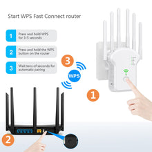 Load image into Gallery viewer, 300Mbps 1200Mbps with High 6 Antenna WiFi Repeater Wireless Router Network Amplifier Repeater Signal Cover Extender Range Signal WiFi Booster