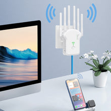 Load image into Gallery viewer, 300Mbps 1200Mbps with High 6 Antenna WiFi Repeater Wireless Router Network Amplifier Repeater Signal Cover Extender Range Signal WiFi Booster