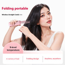 Load image into Gallery viewer, Foldable Straight Hair Comb Mini Portable Charging Wireless Negative Ion Roll Straightening Dual-use Straightener Hair Styling Tool
