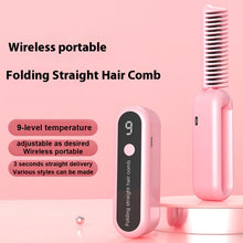 Load image into Gallery viewer, Foldable Straight Hair Comb Mini Portable Charging Wireless Negative Ion Roll Straightening Dual-use Straightener Hair Styling Tool