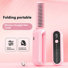 Load image into Gallery viewer, Foldable Straight Hair Comb Mini Portable Charging Wireless Negative Ion Roll Straightening Dual-use Straightener Hair Styling Tool