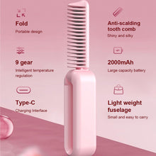 Load image into Gallery viewer, Foldable Straight Hair Comb Mini Portable Charging Wireless Negative Ion Roll Straightening Dual-use Straightener Hair Styling Tool
