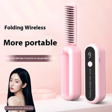Load image into Gallery viewer, Foldable Straight Hair Comb Mini Portable Charging Wireless Negative Ion Roll Straightening Dual-use Straightener Hair Styling Tool