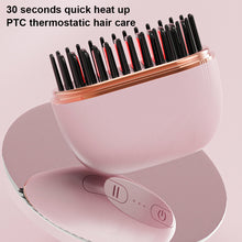 Load image into Gallery viewer, Mini Portable Wireless Straight Hair Comb Rechargeable Temperature Adjustable Dual-purpose Hair Straightener Curling Iron Hair Styling Tool
