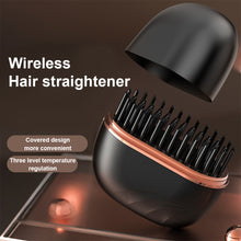 Load image into Gallery viewer, Mini Portable Wireless Straight Hair Comb Rechargeable Temperature Adjustable Dual-purpose Hair Straightener Curling Iron Hair Styling Tool
