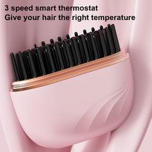 Load image into Gallery viewer, Mini Portable Wireless Straight Hair Comb Rechargeable Temperature Adjustable Dual-purpose Hair Straightener Curling Iron Hair Styling Tool