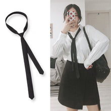 Load image into Gallery viewer, Fashionable Casual 3cm Ultra-narrow Tie Shirt Decoration Matching Pure Black Tie Adjustable Versatile Ties for Women