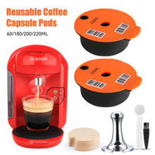 Load image into Gallery viewer, 60/180200/220ML Reusable Coffee Capsule Pods for BOSCH-s Machine Tassimo Refillable Filter Pod Silicone Lid Replacement