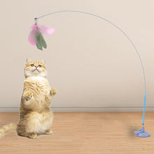 Load image into Gallery viewer, Funny Cat Stick Toy with Detachable Teaser Wand And Sucker Base Interactive Fluffy Feather Kitten Play Toy for Cat Supplies