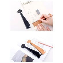Load image into Gallery viewer, 15cm Cute Cat Straight Ruler Wooden Kawaii Tools Stationery Cartoon Drawing Gift Korean Office School Measuring
