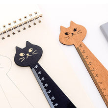 Load image into Gallery viewer, 15cm Cute Cat Straight Ruler Wooden Kawaii Tools Stationery Cartoon Drawing Gift Korean Office School Measuring