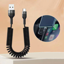 Load image into Gallery viewer, Spring Telescopic 100W 5A Fast Charging Type C Data Cable USB Micro Car Phone Charger for iPhone13 14 Pro Sumsung Xiaomi POCO
