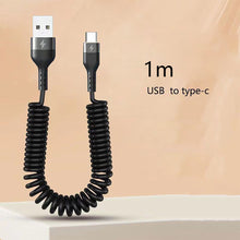 Load image into Gallery viewer, Spring Telescopic 100W 5A Fast Charging Type C Data Cable USB Micro Car Phone Charger for iPhone13 14 Pro Sumsung Xiaomi POCO