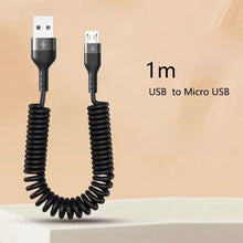 Load image into Gallery viewer, Spring Telescopic 100W 5A Fast Charging Type C Data Cable USB Micro Car Phone Charger for iPhone13 14 Pro Sumsung Xiaomi POCO