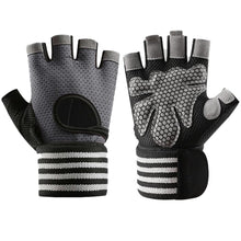 Load image into Gallery viewer, 1 Pair Half Finger Fitness Gloves With Pressure Wrist Strap Non-Slip Wear-Resistant Outdoor Sports Cycling Gloves