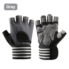 Load image into Gallery viewer, 1 Pair Half Finger Fitness Gloves With Pressure Wrist Strap Non-Slip Wear-Resistant Outdoor Sports Cycling Gloves