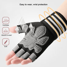 Load image into Gallery viewer, 1 Pair Half Finger Fitness Gloves With Pressure Wrist Strap Non-Slip Wear-Resistant Outdoor Sports Cycling Gloves
