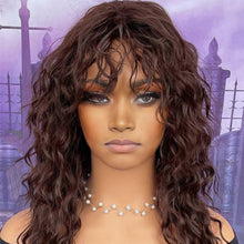 Load image into Gallery viewer, Curled Bangs Wave Wig Gray Long Wave Wig Synthetic Fiber Wig Women Wave Curly Hair Full Wig